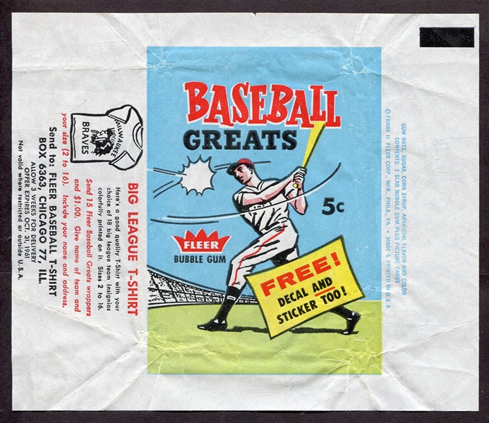1961 Fleer Baseball Greats Wrapper