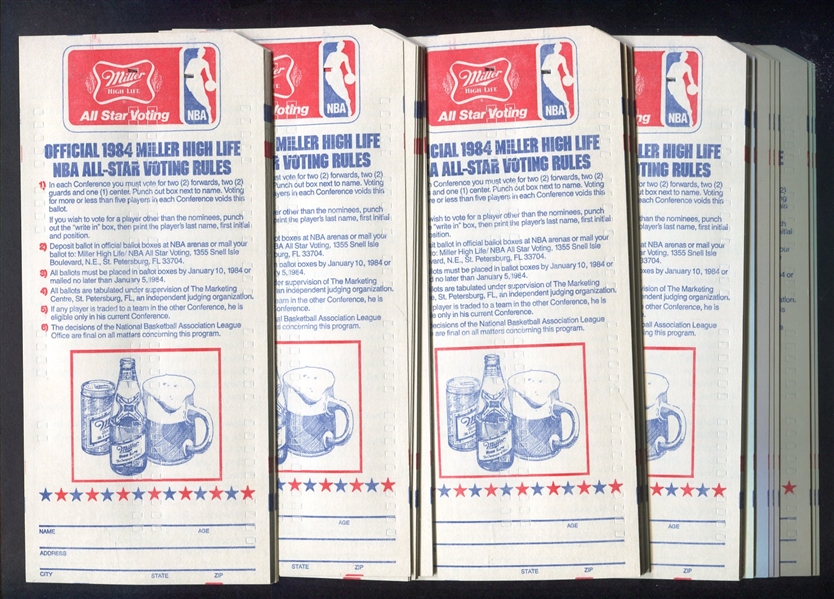 1984 NBA All-Star Ballot Lot of 63 Unpunched New Condition 
