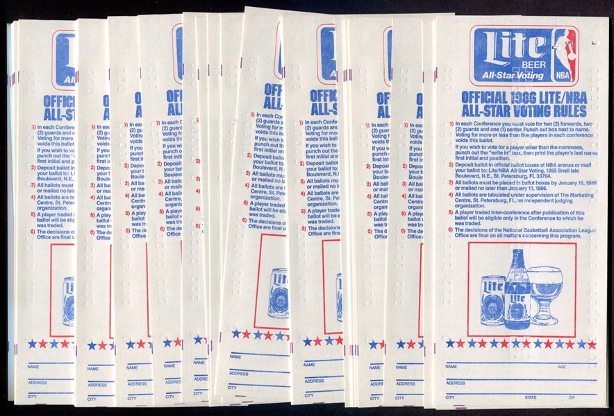 1986 NBA All-Star Ballot Lot of 53 Unpunched New Condition Michael Jordan