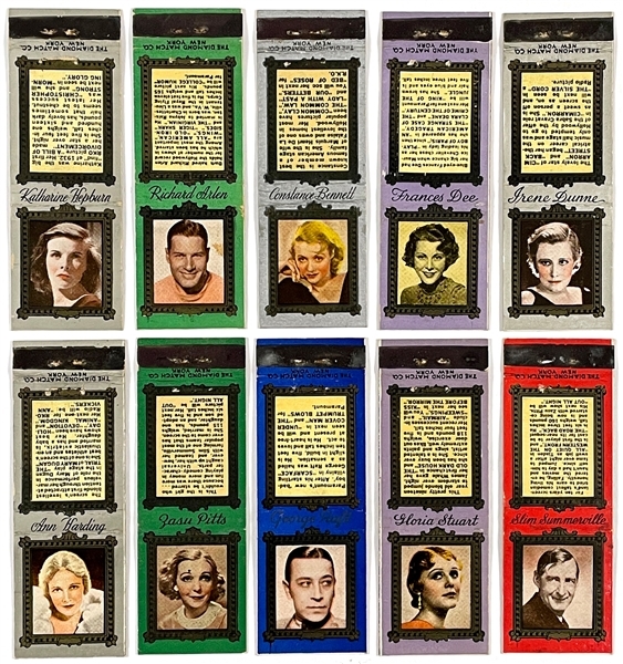 1932 Diamond Matchbook Movie Stars Complete Set of 10 Frank Nagy Collection