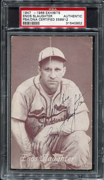 1947-66 Exhibits Enos Slaughter Signed PSA/DNA Certified