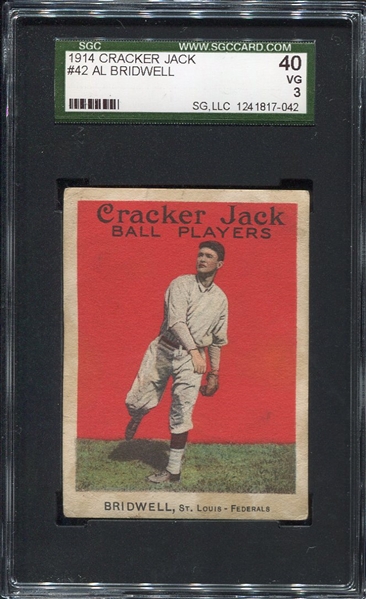 E145-1 1914 Cracker Jack #42 Al Bridwell St. Louis SGC 40