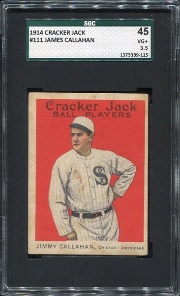 E145-1 1914 Cracker Jack #111 Jimmy Callahan Chicago SGC 45