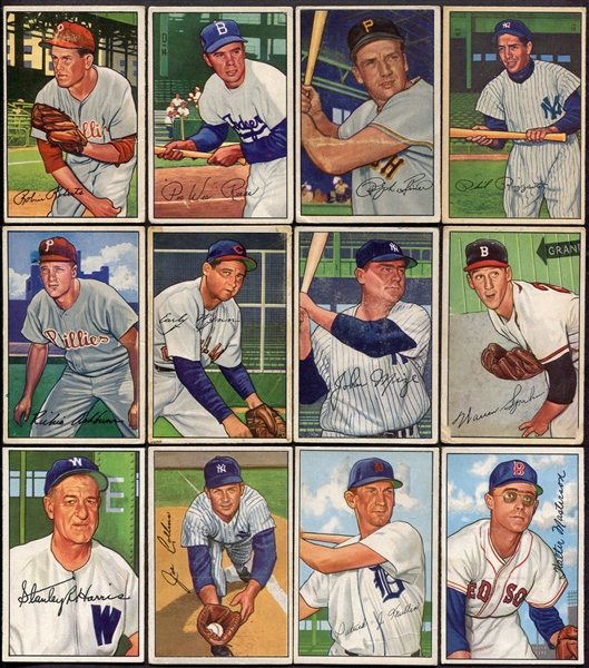 1952 Bowman Lot of 56 Different w/Stars & High Numbers