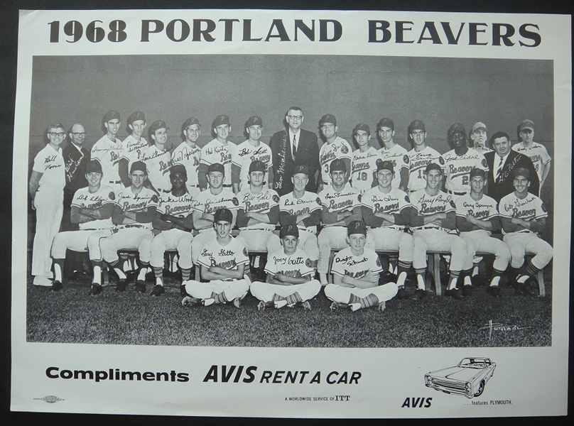 1968 Portland Beaver Avis Rent A Car Team Photo