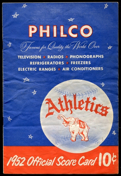 1952 Philadelphia As Scorecard