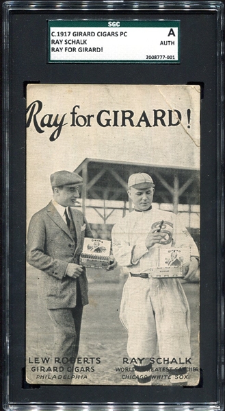Circa 1917 Girard Cigars Ray Schalk Postcard