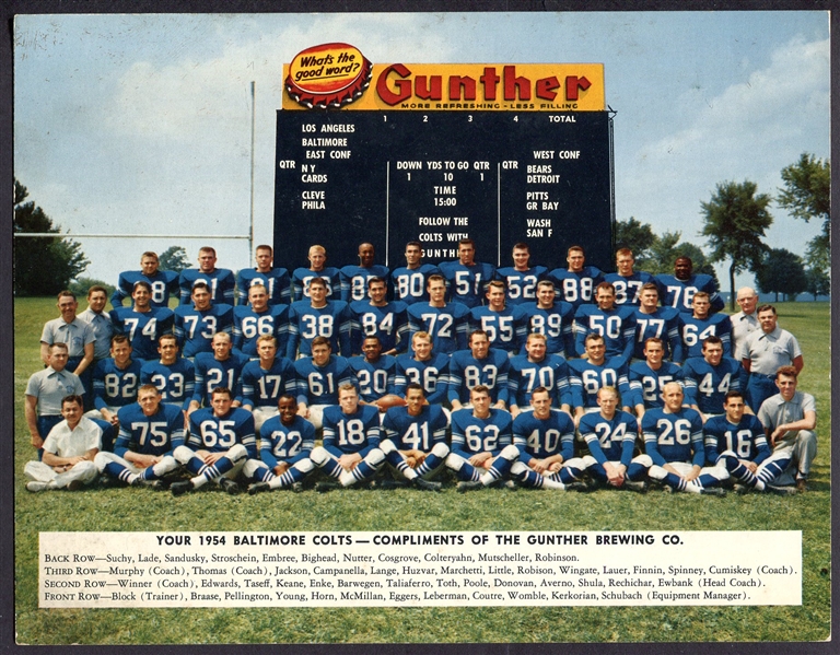 1954 Gunther Beer Baltimore Colts Team Photo
