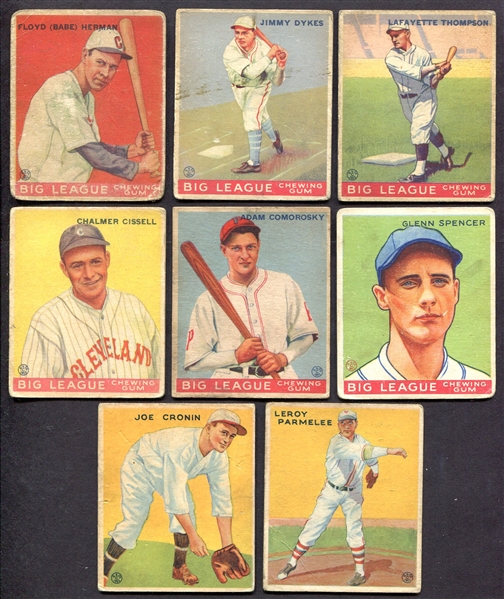 1933 Goudey Lot of 8 Different w/HOFs 