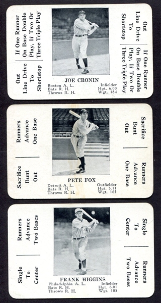 1936 S & S Games 3 Different Cronin Fox & Higgins