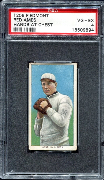 T206 Red Ames Hands at Chest PSA 4