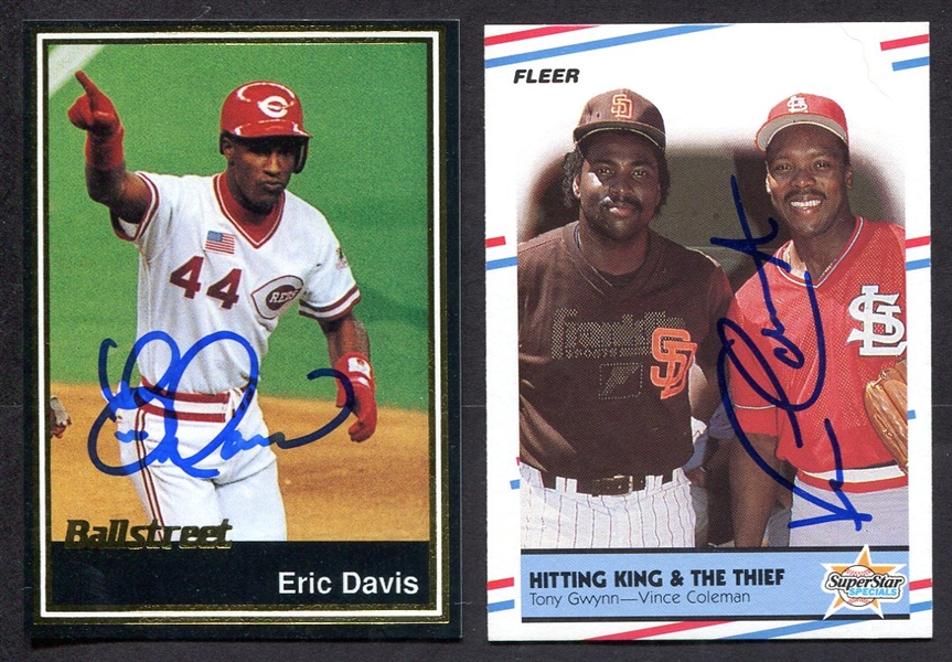 Eric Davis and Vince Coleman Signed Cards