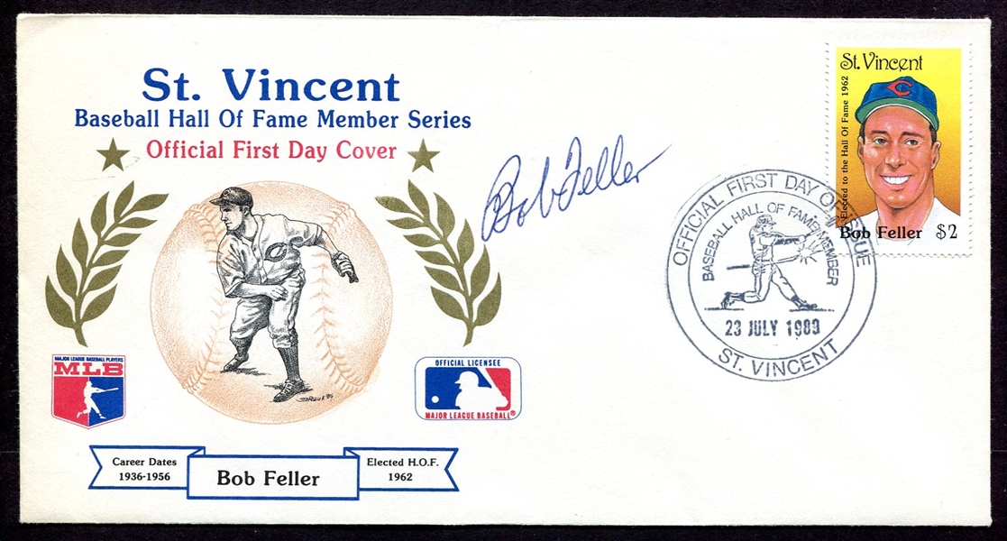 Bob Feller Signed St. Vincent Baseball Hall of Fame First Day Cover