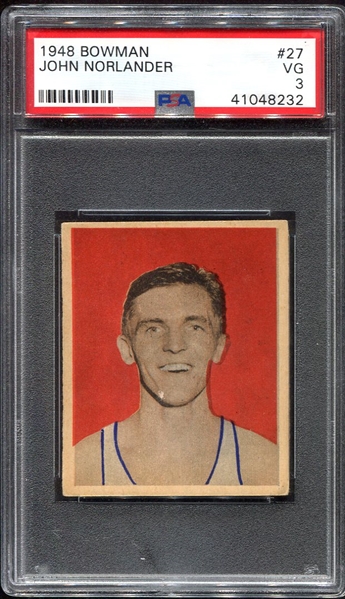 1948 Bowman Basketball #27 John Norlander Washington Capitals PSA 3