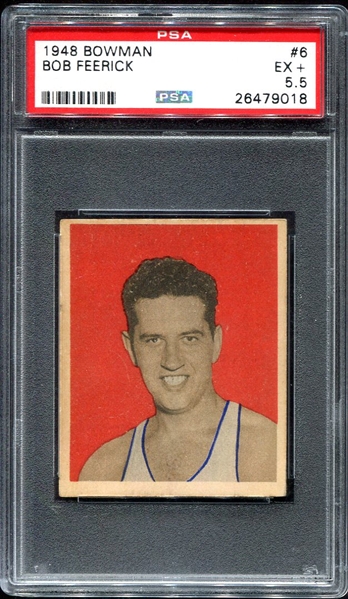1948 Bowman Basketball #6 Captain Bob Feerick Washington Capitals PSA 5.5