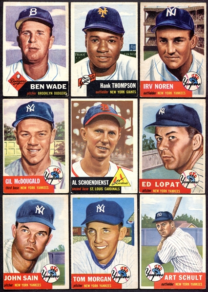 1953 Topps Lot of 10 w/HOFers SPs Dodgers & Yankees