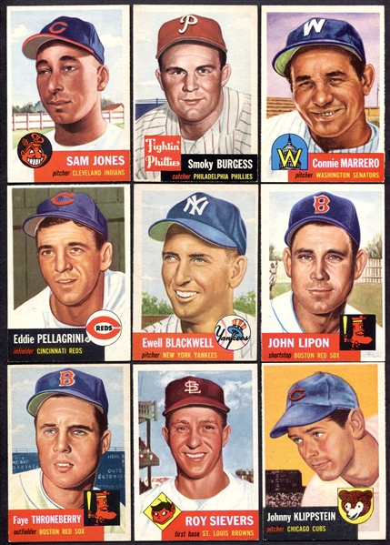1953 Topps Lot of 10 Nicer Condition w/SPs Dodgers & Yankees