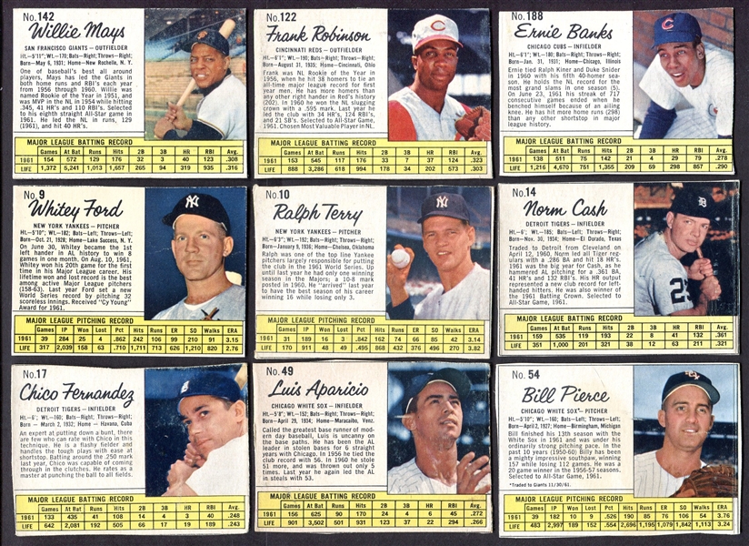 1962 Jello Lot of 25 w/HOFers Mays Banks & Many Tough Cards