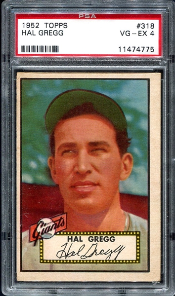 1952 Topps #318 Hal Gregg New York Giants PSA 4