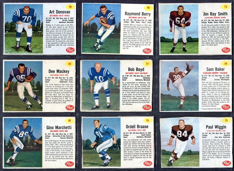 1962 Post Cereal Football Complete Set of 200 Nice Condition!
