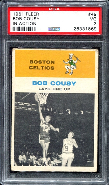 1961 Fleer Basketball #49 Bob Cousy In Action PSA 3