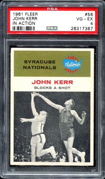1961 Fleer Basketball #57 John Kerr In Action PSA 4
