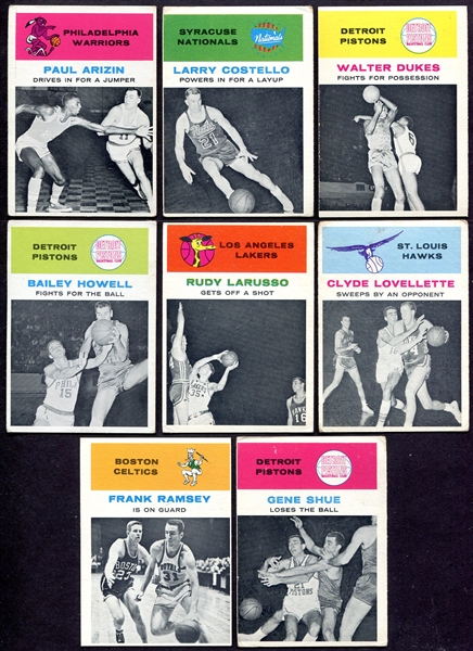 1961 Fleer Basketball Lot of 8 Different In Action