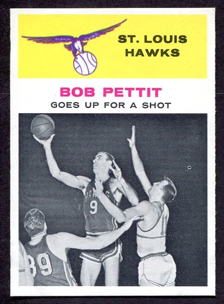 1961 Fleer Basketball #59 Bob Pettit In Action St. Louis Hawks