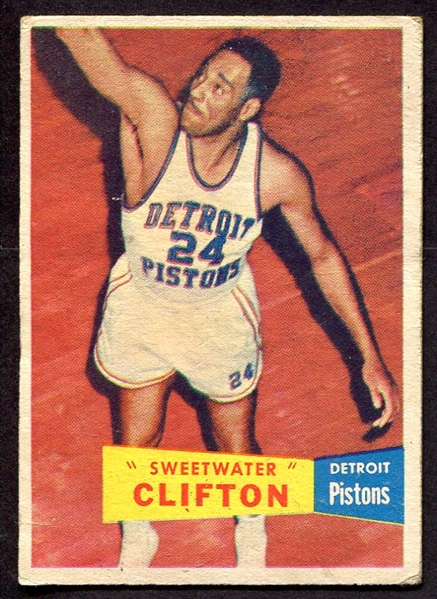 1957 Topps Basketball #1 Sweetwater Clifton Detroit Pistons