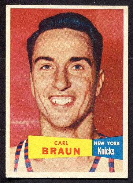 1957 Topps Basketball #4 Carl Braun New York Knicks