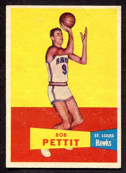 1957 Topps Basketball #24 Bob Pettit St. Louis Hawks