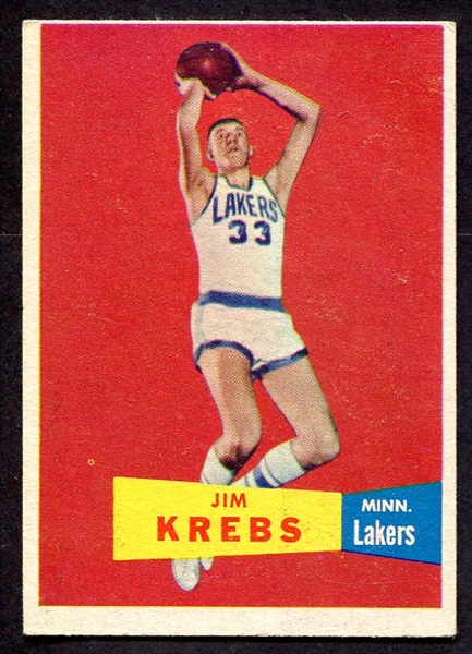 1957 Topps Basketball #25 Jim Krebs Minneapolis Lakers 