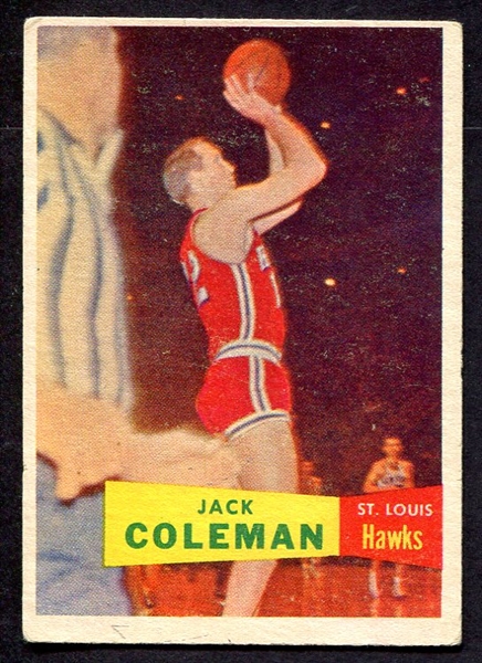1957 Topps #70 Jack Coleman St. Louis Hawks 