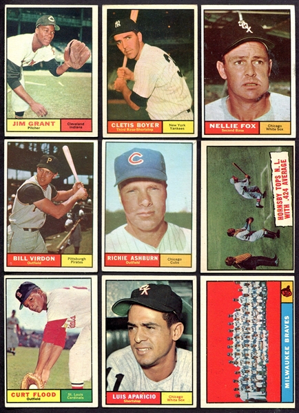 1961 Topps Lot of 18 Different w/Stars & HOFers