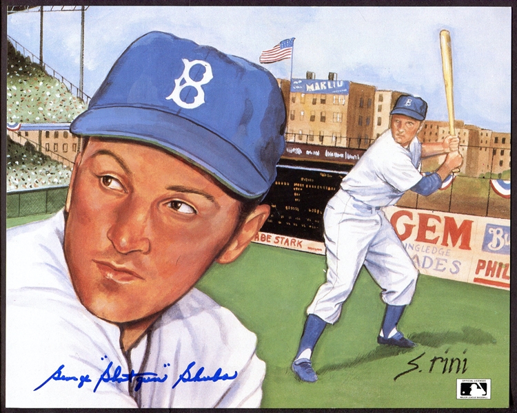 George Shuba Brooklyn Dodgers Autographed 1988 Rini Artwork