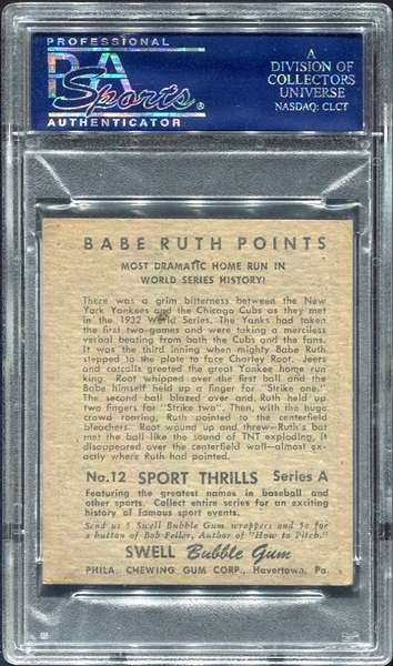 1948 Swell Sport Thrills #12 Gehrig/Ruth PSA 4