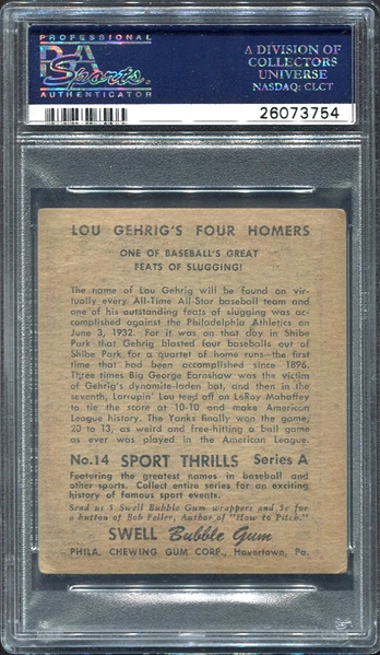 1948 Swell Sport Thrills #14 Gehrig PSA 2