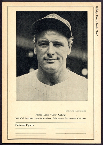 W603 1946-49 Sports Exchange Lou Gehrig