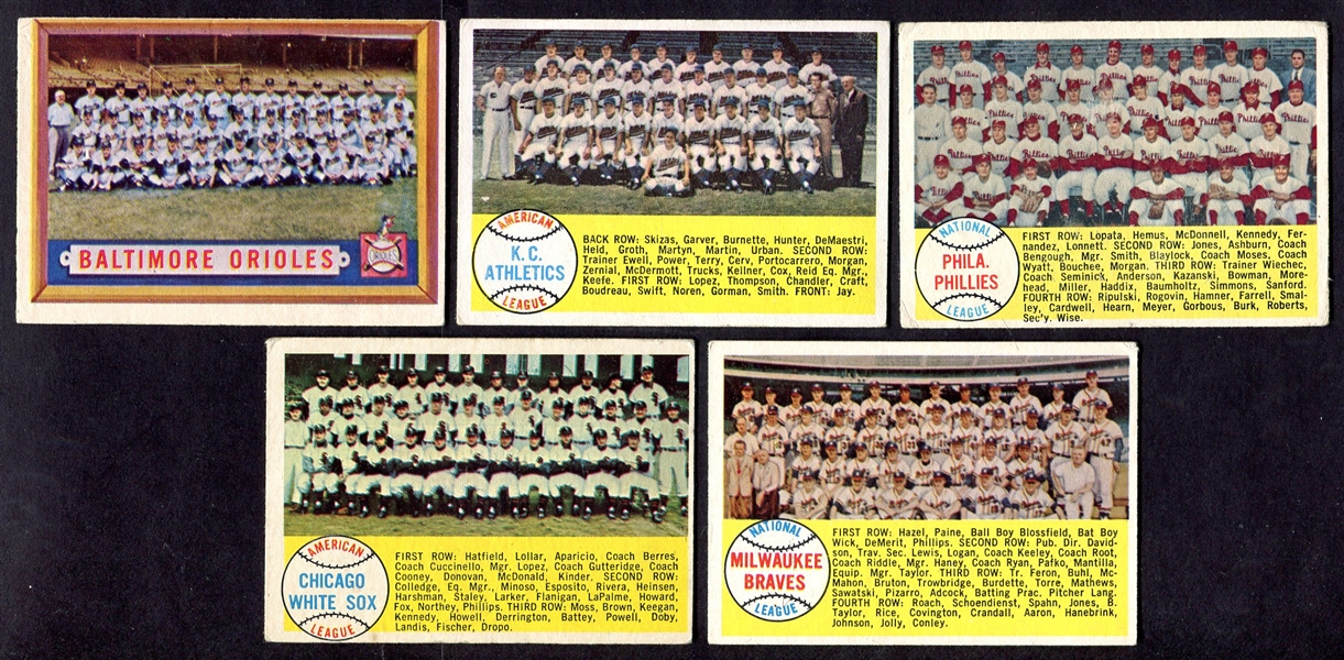 1957 & 1958 Topps Team Cards/Checklists