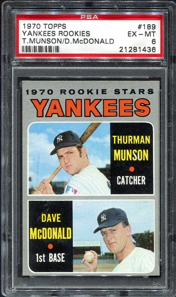 1970 Topps #189 Yankees Rookies Munson/McDonald PSA 6