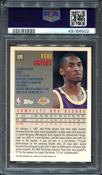 1997-98 Topps #171 Kobe Bryant PSA 8