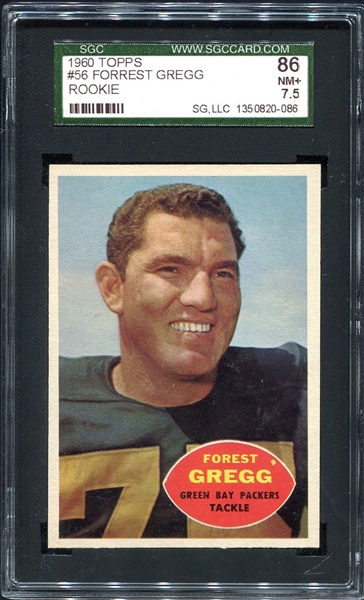 1960 Topps #56 Forrest Gregg Rookie Card SGC 86