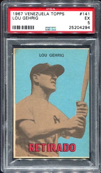 1967 Venezuela Topps Retirado #141 Lou Gehrig PSA 5 Only 2 Graded Higher!