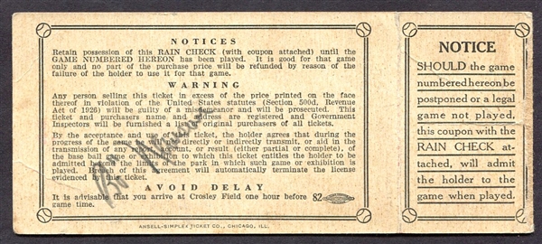 1940 World Series Game 7 Ticket Stub Signed by Bobo Newsom