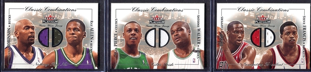 2001 Fleer Basketball Classic Combinations Game Worn Jersey Cards