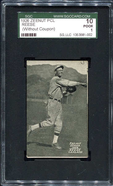 1926 Zeenut Jimmy Reese Oakland SGC 10