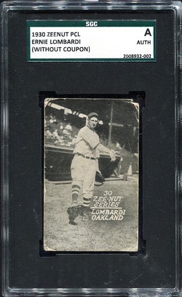 1930 Zeenut Ernie Lombardi Rookie Card SGC A