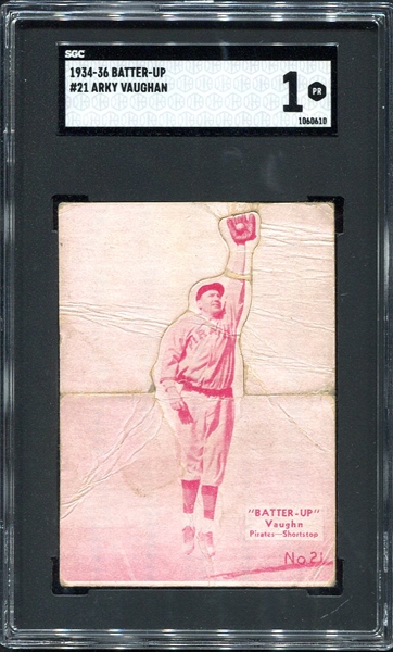 R318 1934-36 Batter-Up #21 Arky Vaughn Pittsburgh Pirates SGC 1