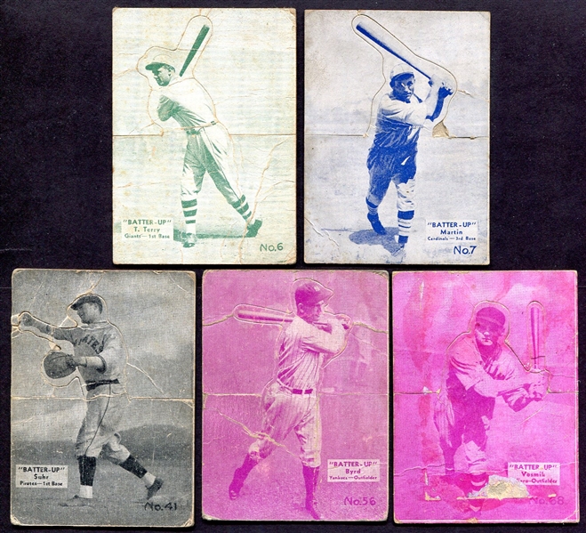 R318 1934-36 Batter-Up Lot of 5 Different w/Bill Terry