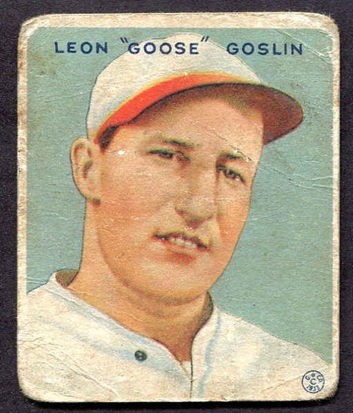 1933 Goudey #110 Goose Goslin Washington Senators